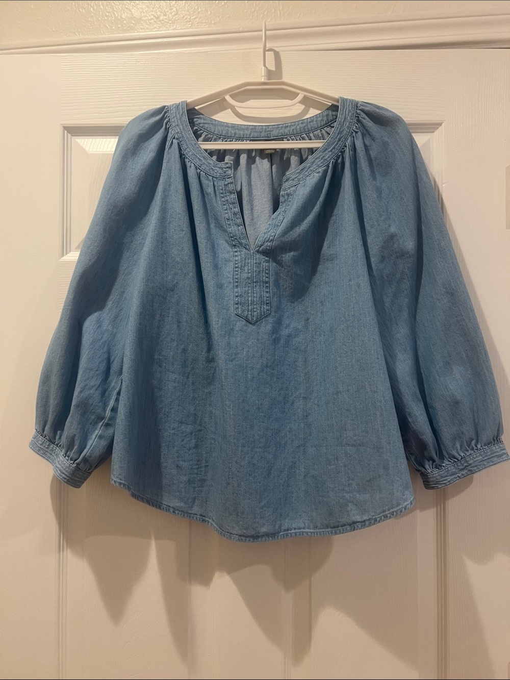 Light Blue chambray Peasant Blouse